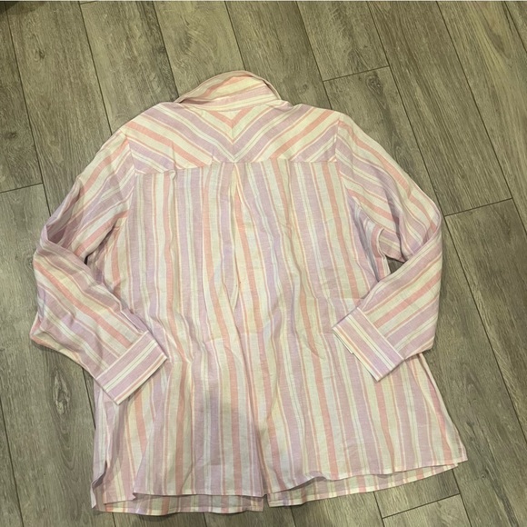 NWT Foxcroft Linen Striped Shirt - Picture 5 of 6